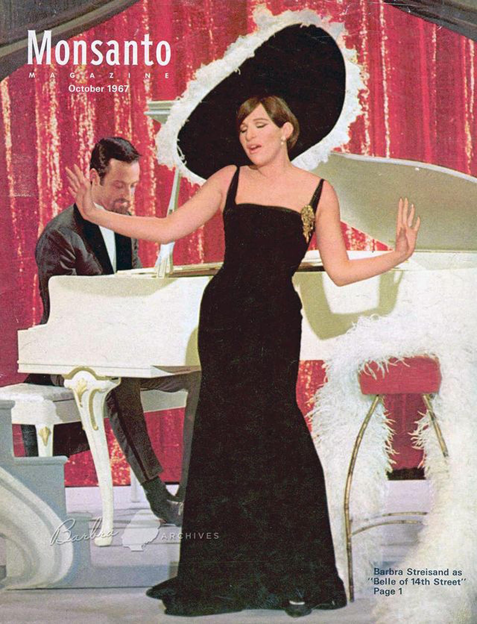 Own a major slice of Old Hollywood celebrity history! An important and truly breathtaking black silk velvet hourglass corset mermaid trained gown and matching over-sized wide brim hat custom made for Barbra Streisand by Don Loper for her