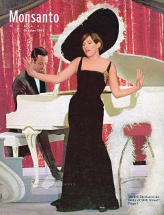 Vintage 1967 Don Loper Couture For Barbra Streisand Black Hourglass Gown & Hat