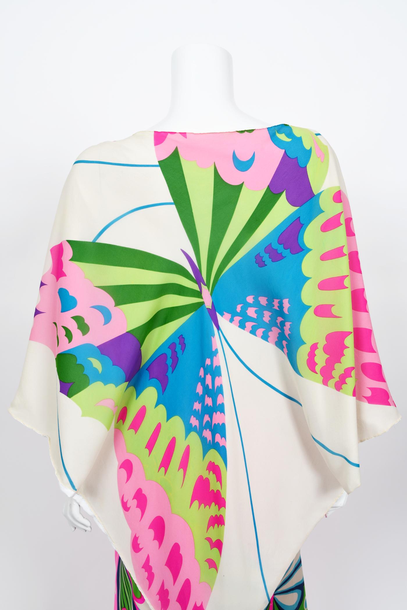 Ultra chic and instantly recognizable caftan blouse pantsuit from Hanae Mori's 1967 spring/summer collection. Whilst on a Paris holiday in 1960, Mori had a fateful fitting with Coco Chanel. She claimed this meeting changed her life and she