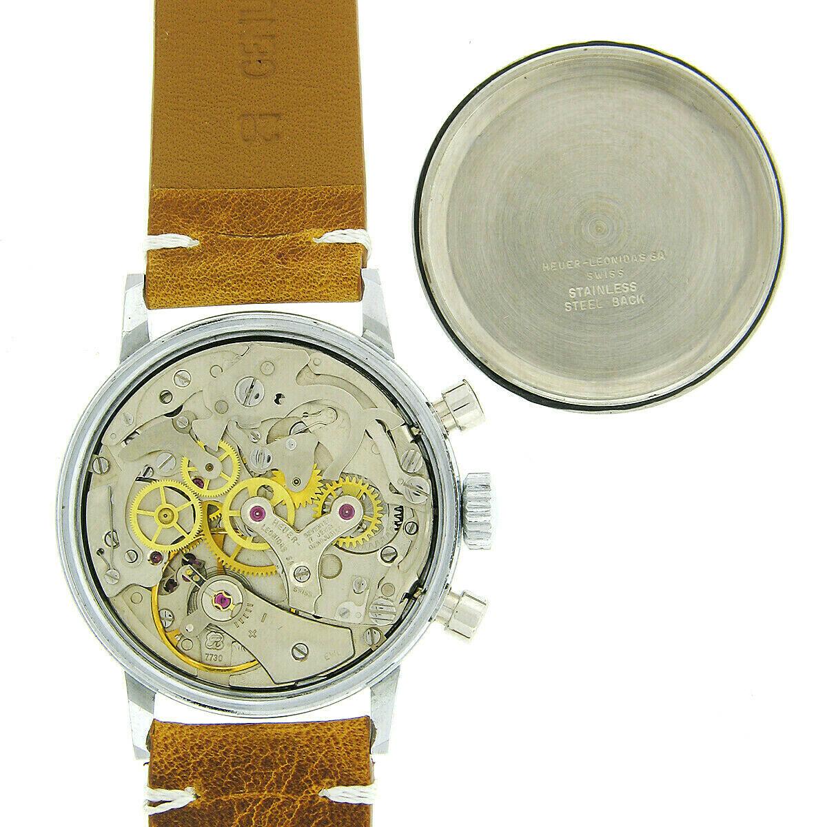 Vintage 1967 Heuer 7721 Manual Chronograph Wrist Watch Valjoux 7730 w/ Mint Case 1