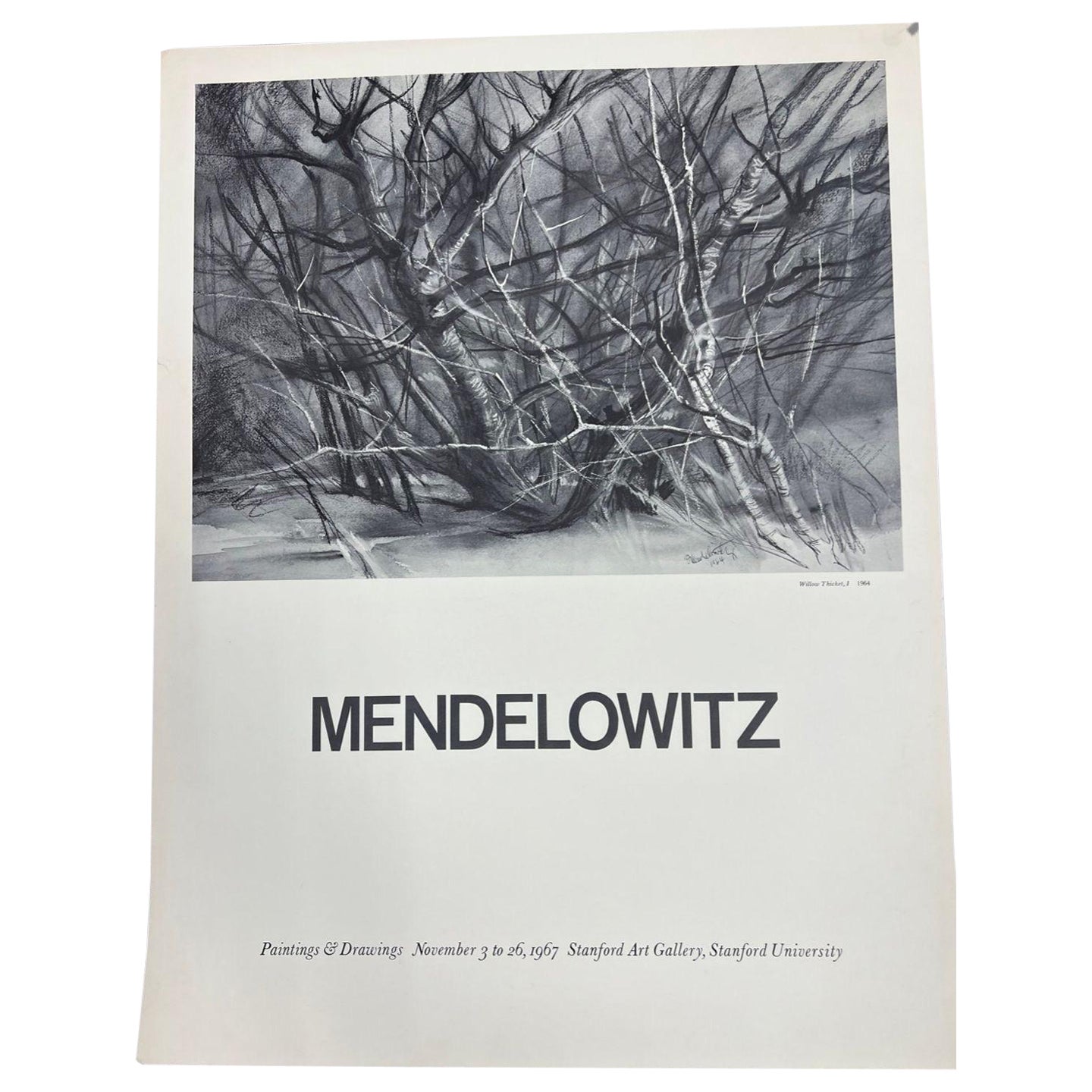 Poster d'epoca del 1967 della mostra di Mendelowitz all'Università di Stanford. in vendita