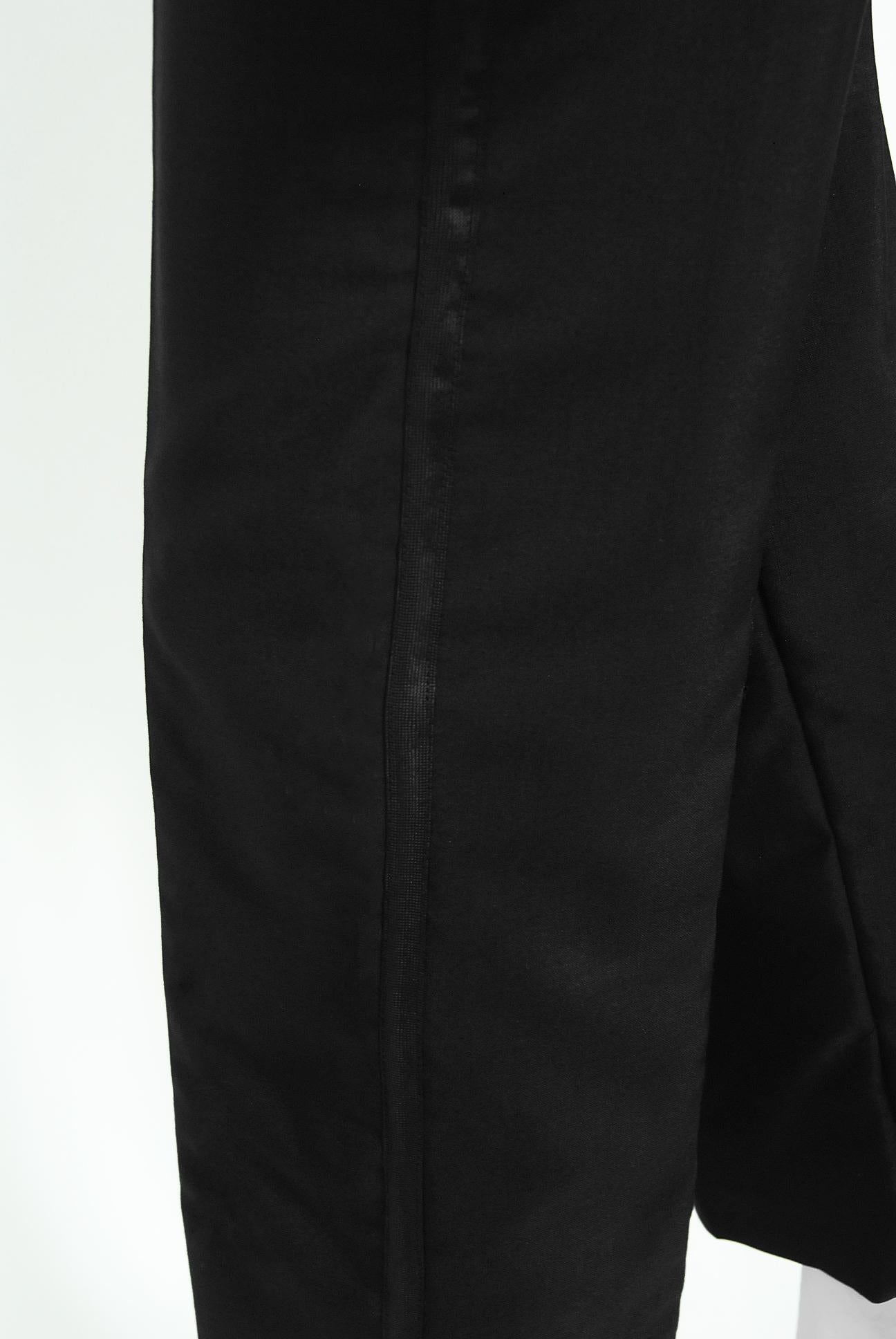 Vintage 1968 Yves Saint Laurent Le Smoking Tuxedo Black Gabardine Pant Suit 4