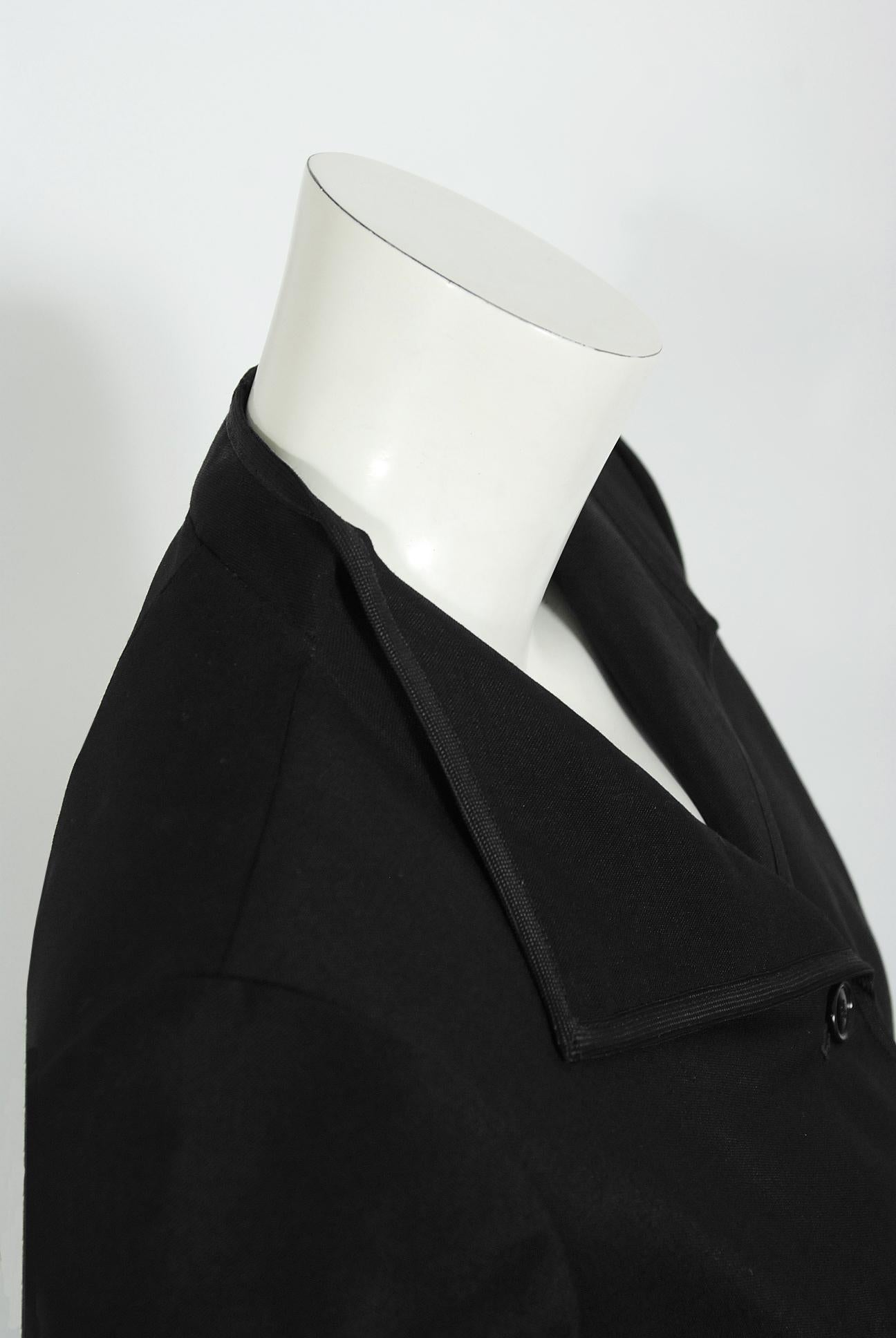 Vintage 1968 Yves Saint Laurent Le Smoking Tuxedo Black Gabardine Pant Suit In Good Condition In Beverly Hills, CA