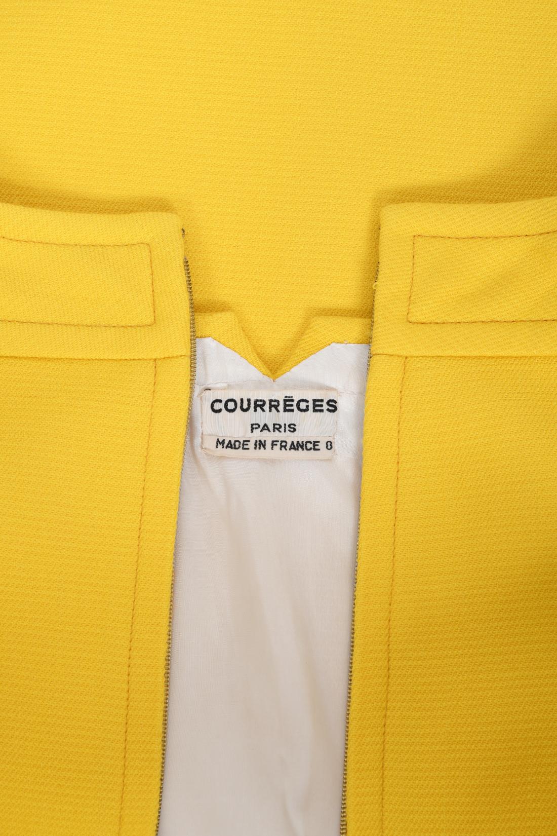 Vintage 1968 André Courrèges Paris Couture Yellow Wool Belt Space-Age Mod Dress 13