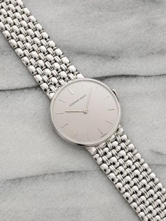 Vintage 1980s Audemars Piguet Ultra Thin 18K White Gold Grey Dial Manual 33 mm