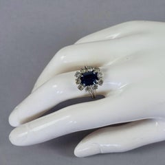 Vintage 1968 CHRISTIAN DIOR Blue Sapphire Rhinestone Ring
