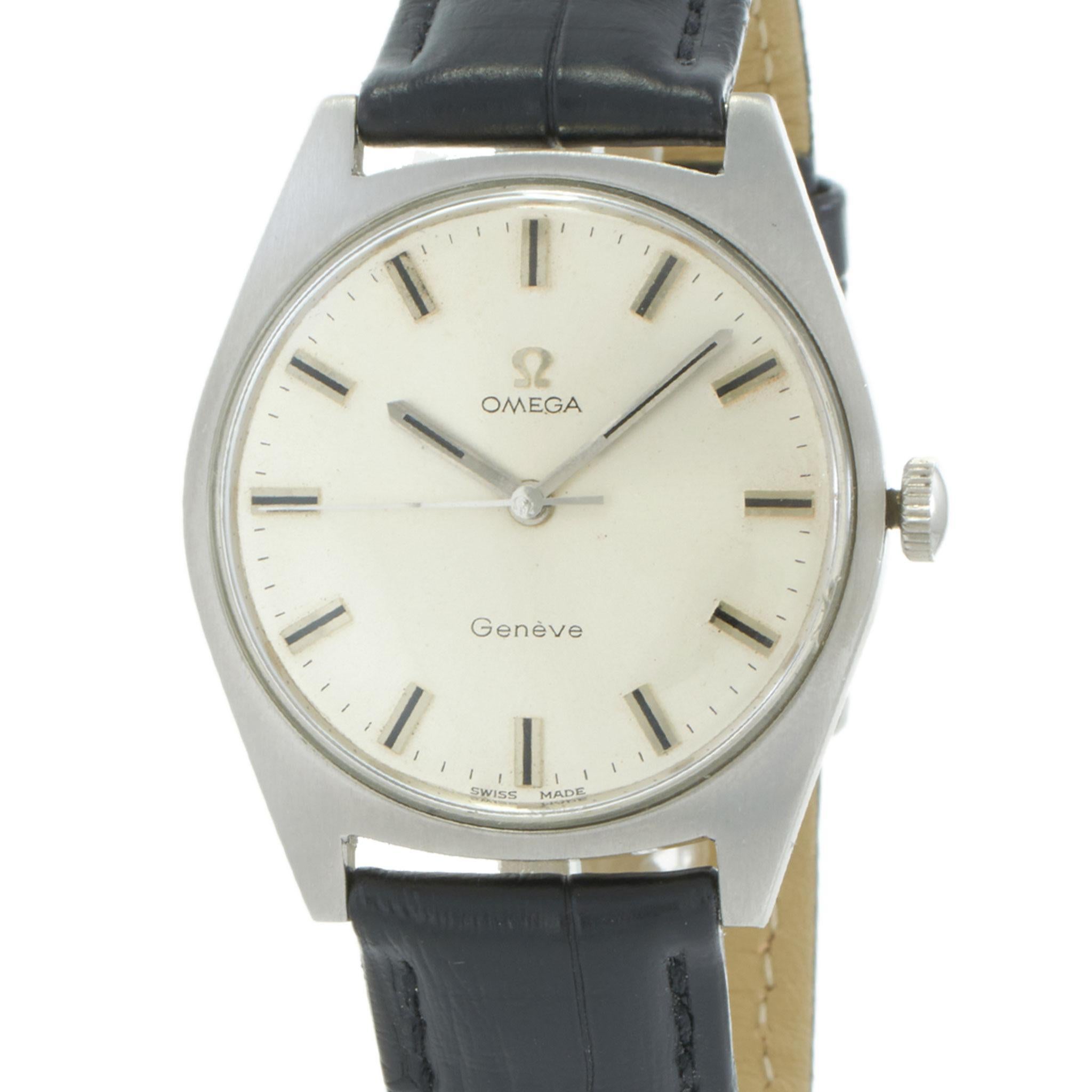 Vintage 1968 Omega Genève Ref. 135.041 - Viento manual Cal. 601 en Bueno estado para la venta en New York, NY