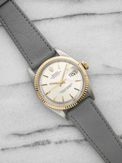 Rolex Datejust 1601 vintage de 1968, acier, lunette en or jaune 18 carats, cadran argenté, mouvement automatique, 36 mm