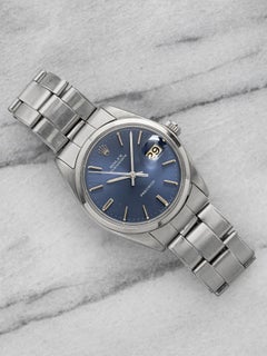 Vintage 1968 Rolex Oysterdate Precision Steel 6694 Manual Blue Index 34mm