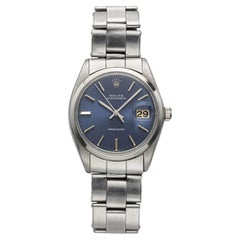 Vintage 1968 Rolex Oysterdate Precision Steel 6694 Manual Blue Index 34mm