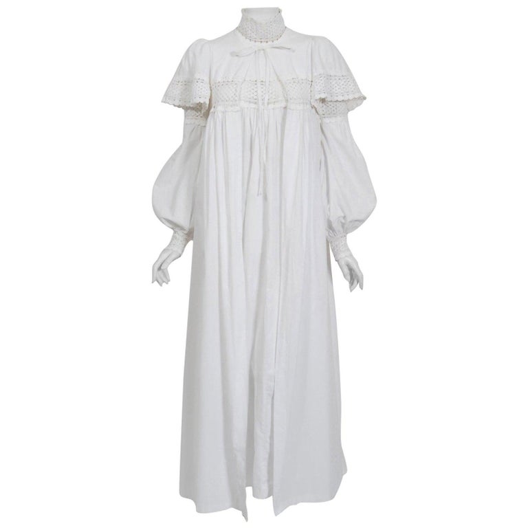 Vintage 1969 Biba Documented White Cotton Lace Billow-Sleeve Maxi Dress ...