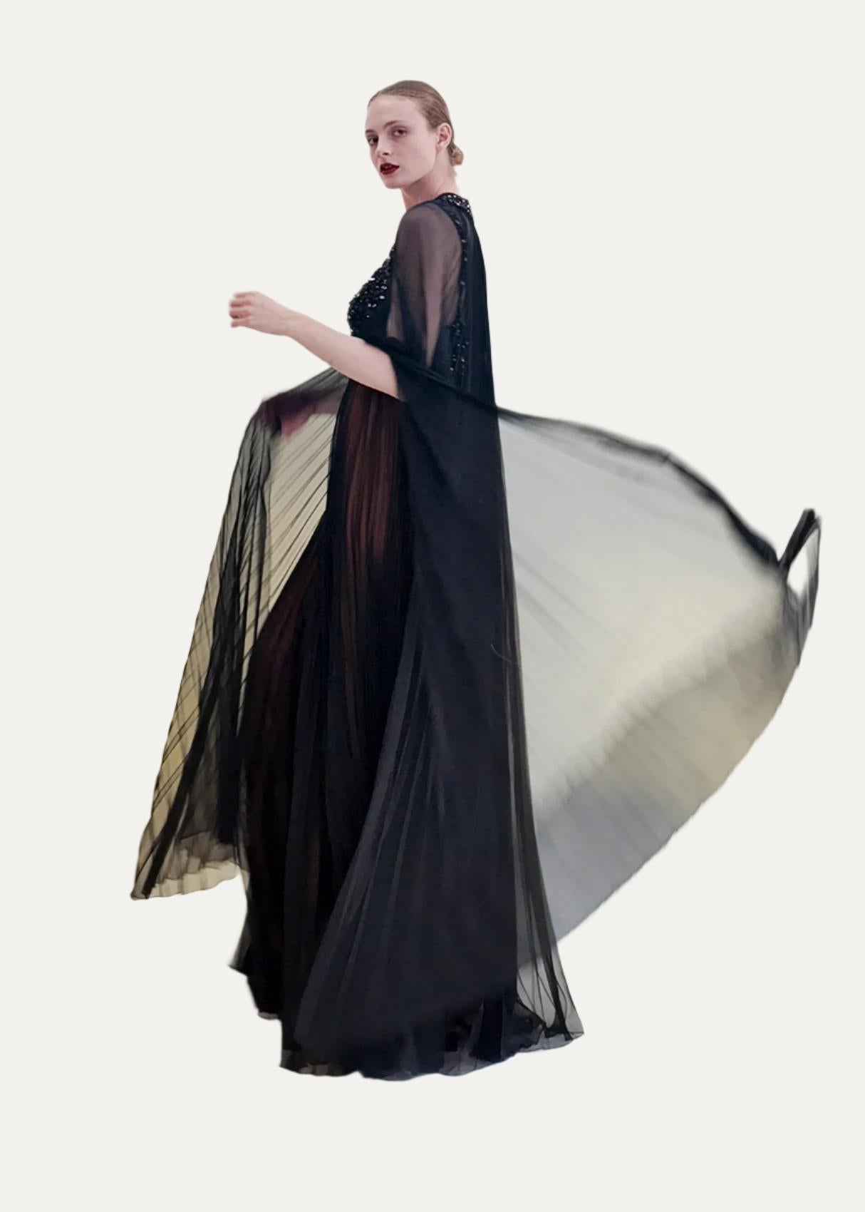 Women's Vintage 1969 Bob Mackie /Bob Aghayan Pleated Gown With Cape