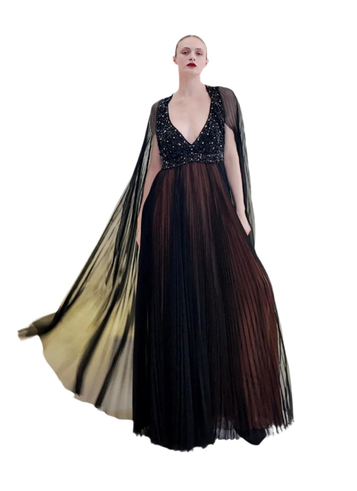 Vintage 1969 Bob Mackie /Bob Aghayan Pleated Gown With Cape 3