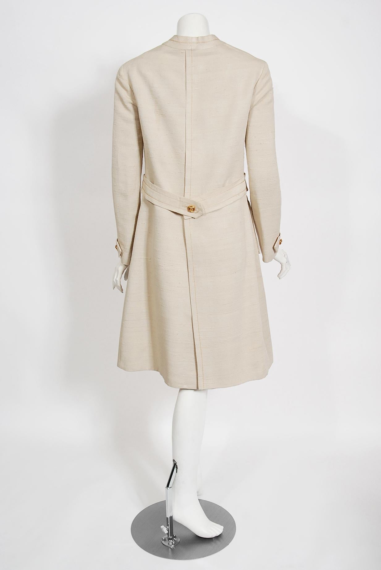 Vintage 1969 Chanel Haute Couture Documented Oatmeal Linen Jacket Skirt Suit  7