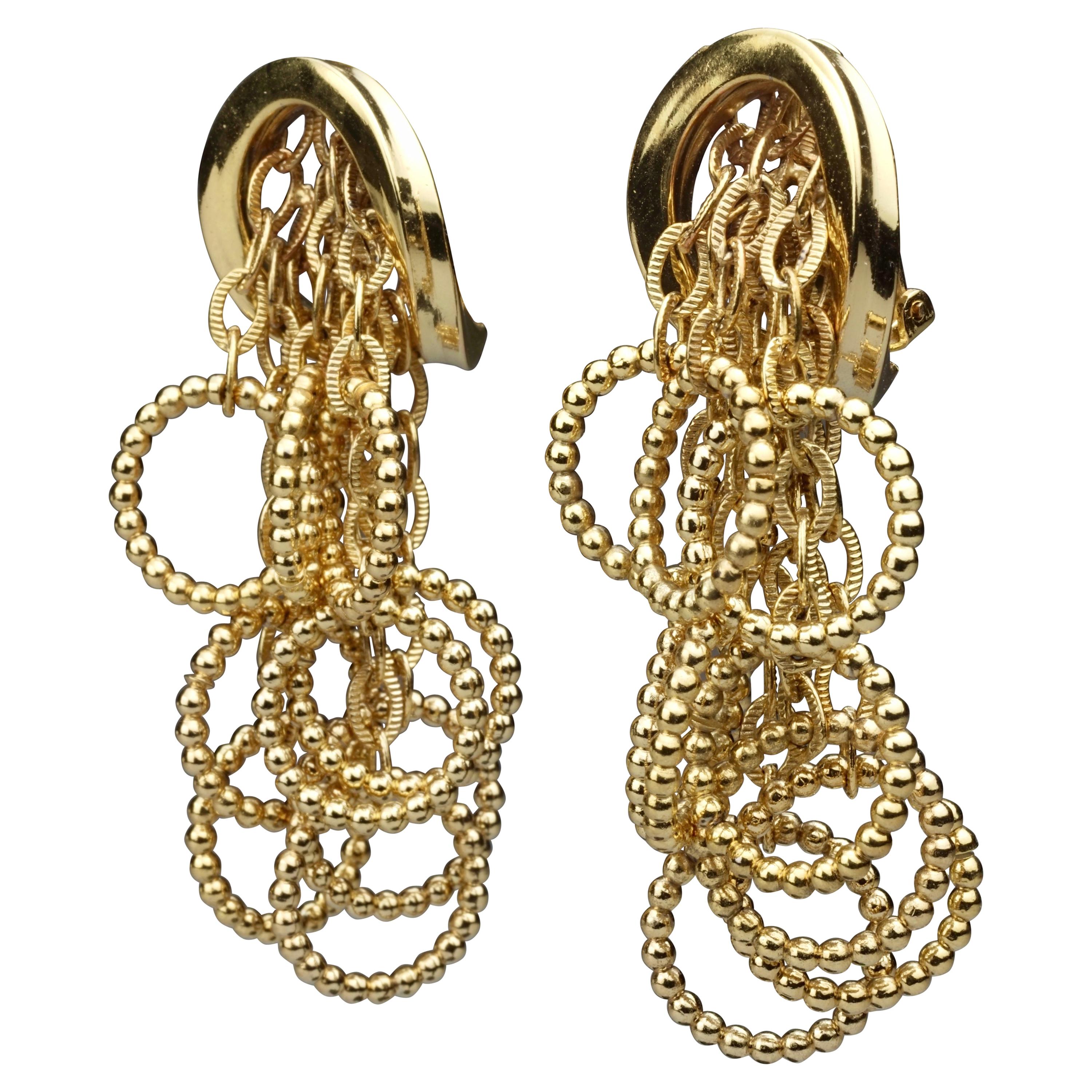 Vintage 1969 CHRISTIAN DIOR Cascading Hoop Dangling Earrings For Sale