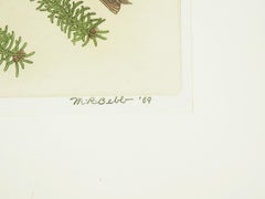 Vintage 1969 Maurice Bebb Purple Finches Aquatint Etching