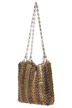 Vintage 1969 Paco Rabanne Gold Two-Tone Metal Disc Bag