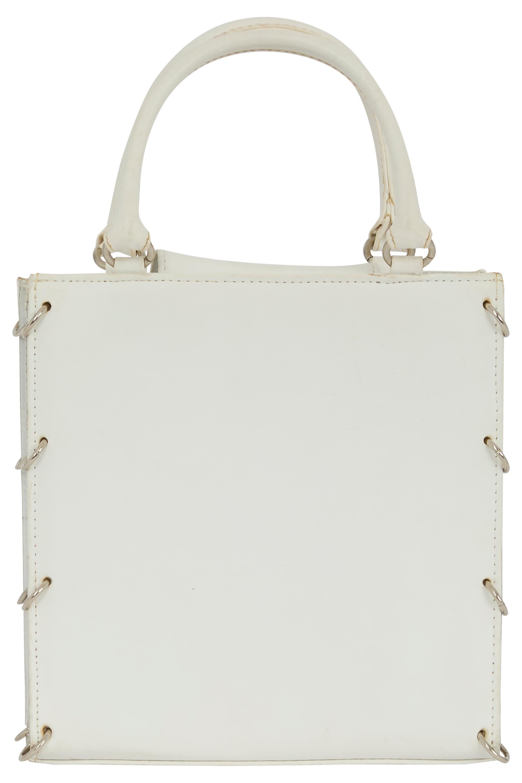 Gris Vintage 1969 Paco Rabanne Sac à main en cuir blanc en vente