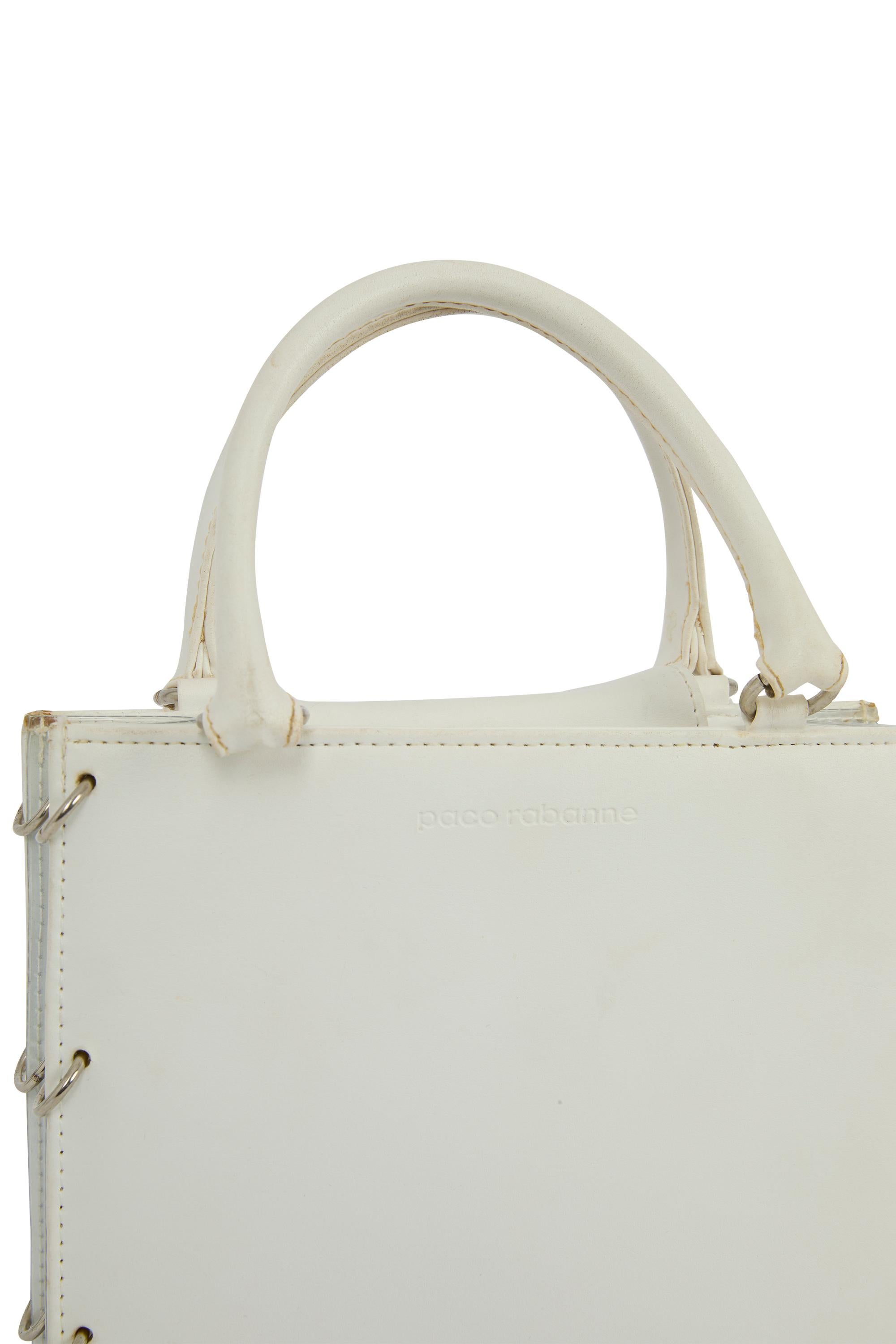 Vintage 1969 Paco Rabanne Sac à main en cuir blanc Bon état - En vente à London, GB