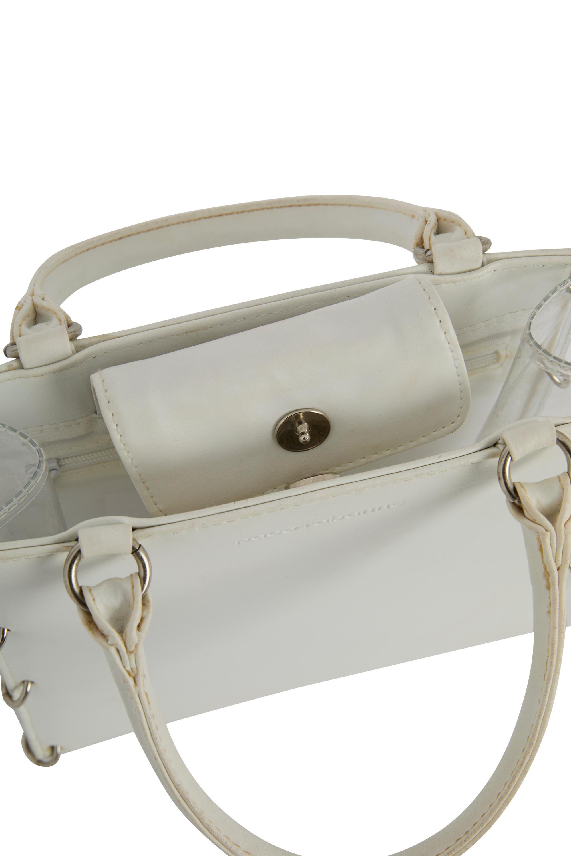 Vintage 1969 Paco Rabanne Sac à main en cuir blanc en vente 1