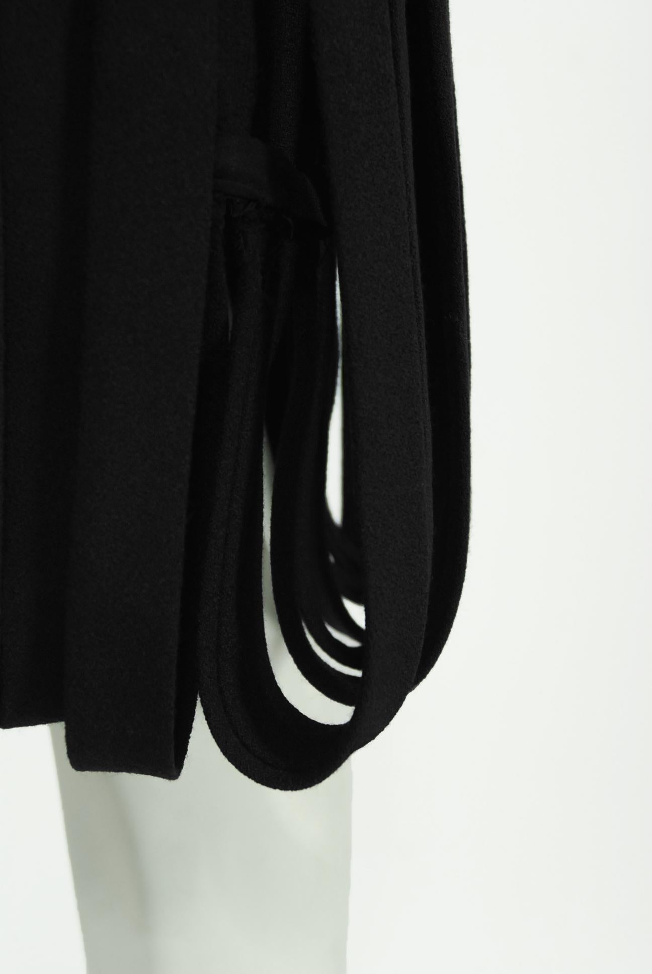 Vintage 1967 Pierre Cardin Documented Black Wool Space-Age Mod Carwash Dress 8