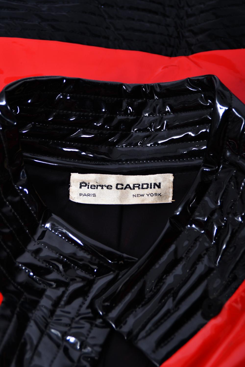 Vintage 1969 Pierre Cardin Documented Red & Black Vinyl Space-Age Mod Maxi Coat For Sale 15