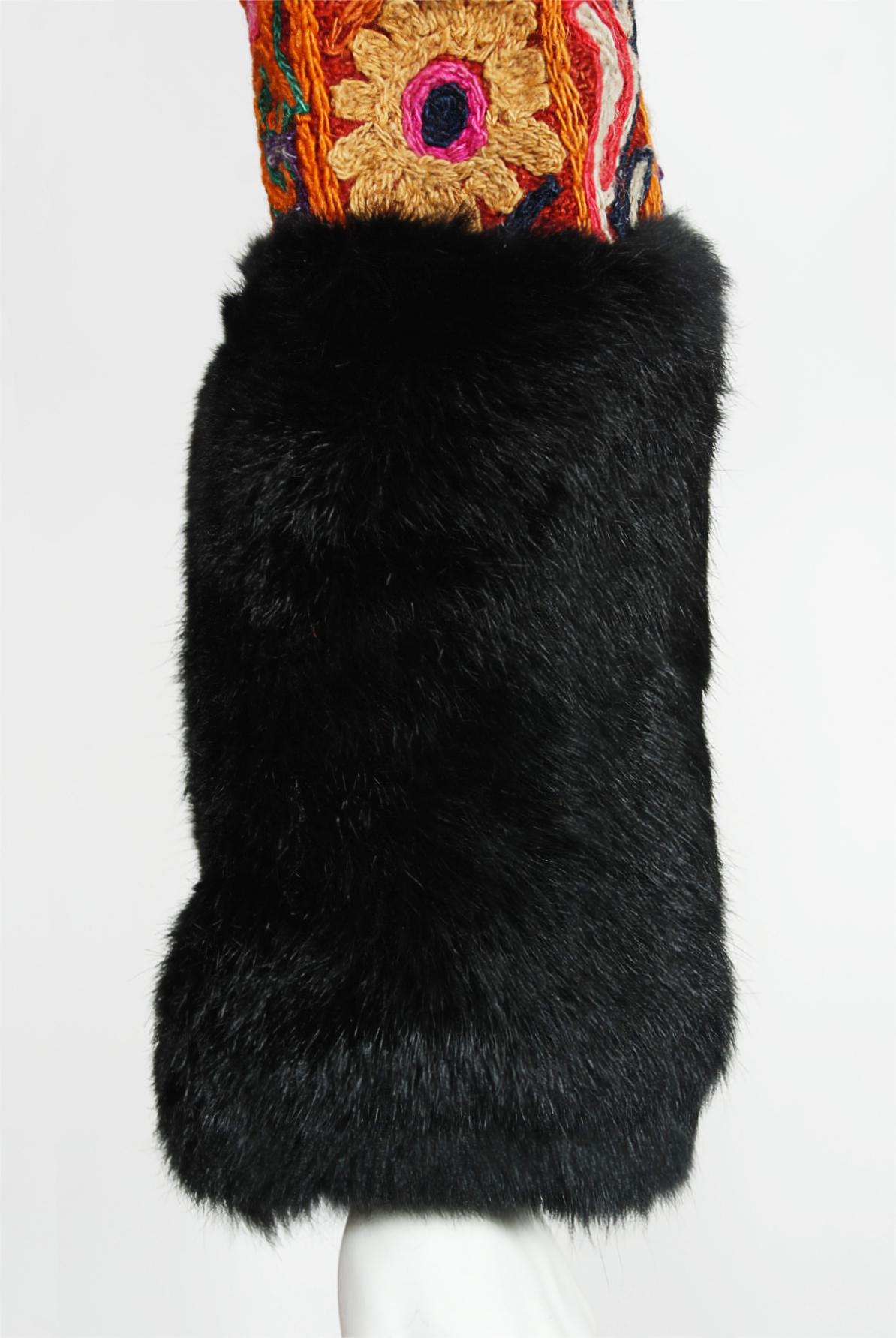 Archival 1969 Thea Porter Couture Rare 'Samawa' Embroidered Wool Documented Coat For Sale 8