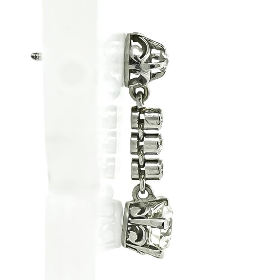 Vintage 1,96cttw Diamant-Tropfen-Ohrringe (Alteuropäischer Schliff) im Angebot
