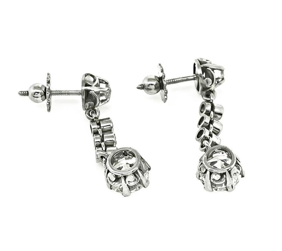 Vintage 1,96cttw Diamant-Tropfen-Ohrringe im Zustand „Gut“ im Angebot in New York, NY