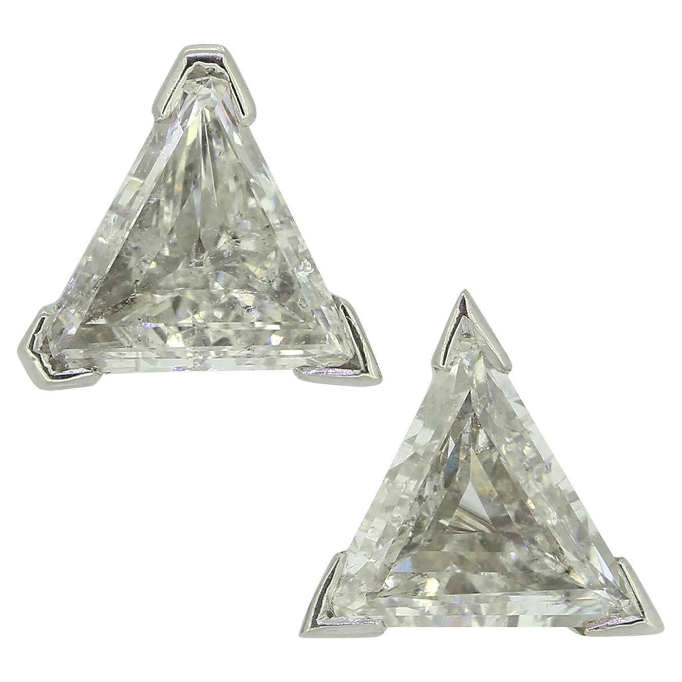 Vintage 1.97 Carat Triangular Diamond Stud Earrings