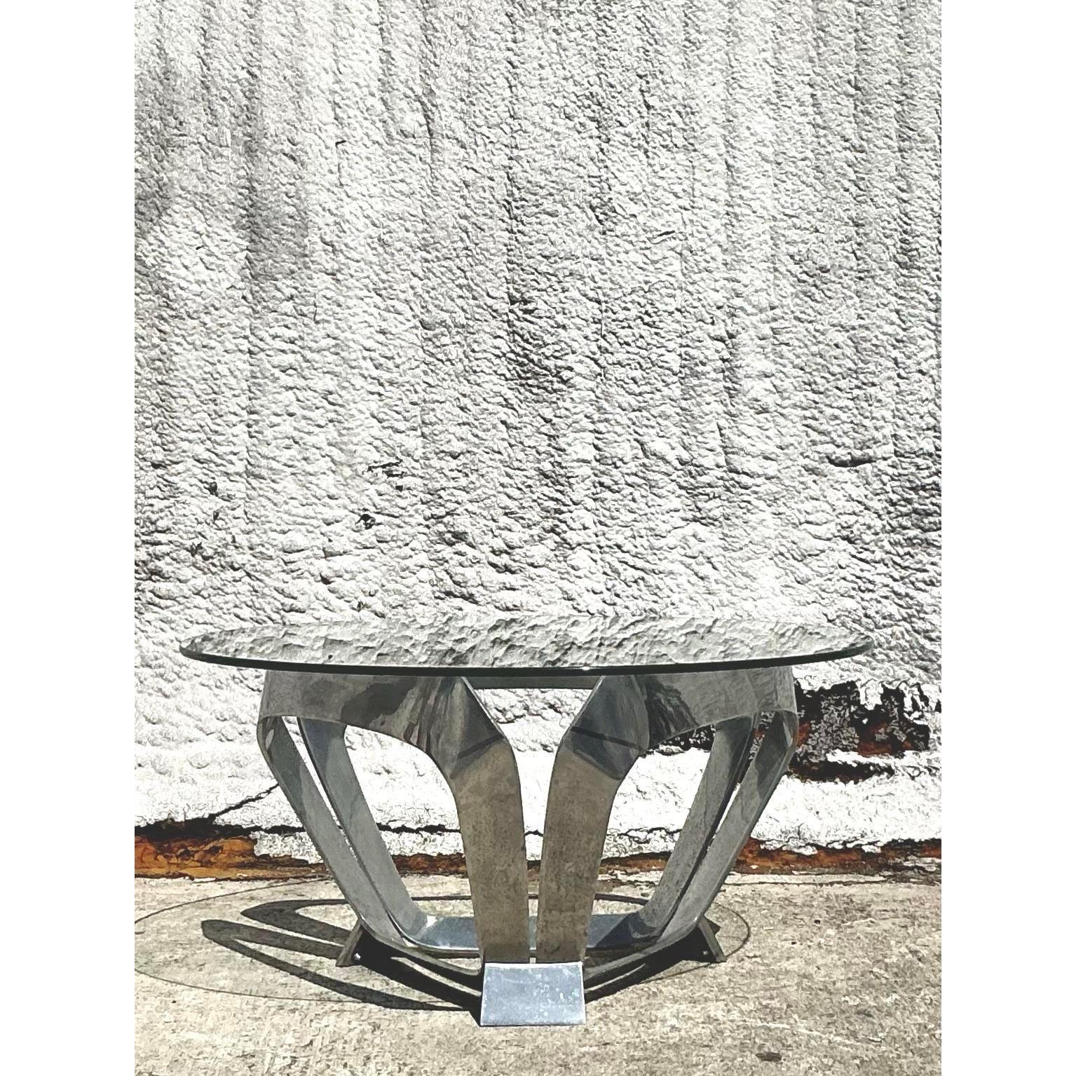 Industriel Table basse vintage en aluminium d'après Knut Hestergberg, 1970 en vente