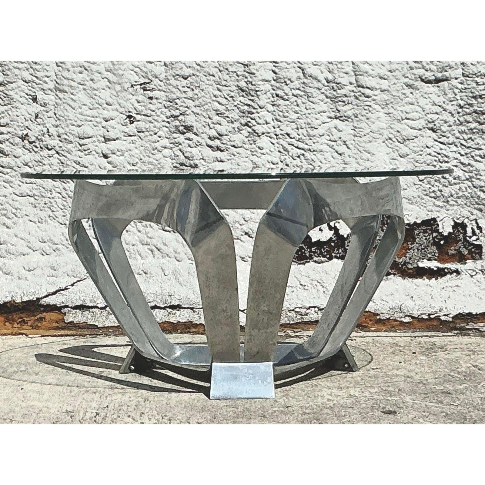 Allemand Table basse vintage en aluminium d'après Knut Hestergberg, 1970 en vente