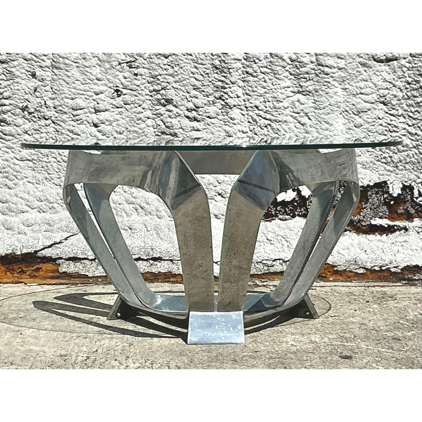 Table basse vintage en aluminium d'après Knut Hestergberg, 1970 Bon état - En vente à west palm beach, FL