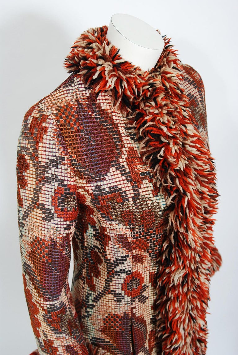 Vintage 1970 Anne Klein Burnt-Orange Floral Wool Tapestry Bohemian ...