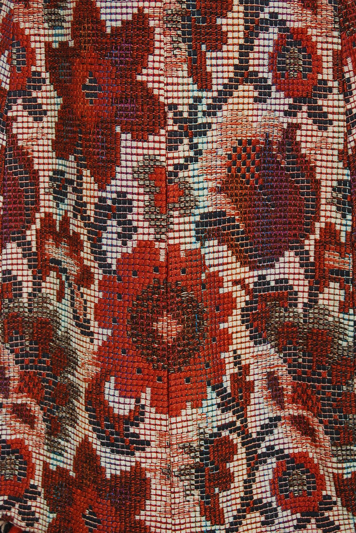 Vintage 1970 Anne Klein Burnt-Orange Floral Wool Tapestry Bohemian Jacket Coat   1