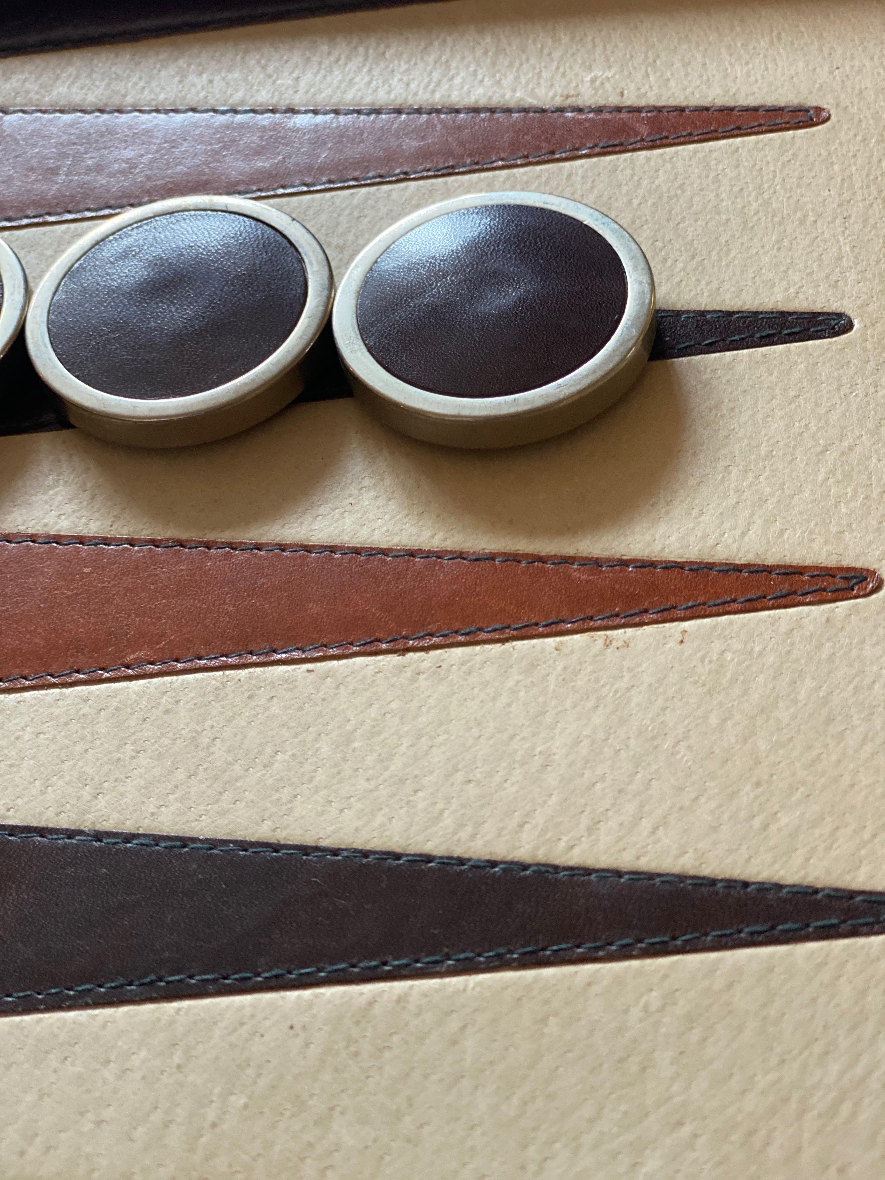 Vintage 1970 Backgammon Rare Etienne Aigner Handmade Soft Leather Set 4