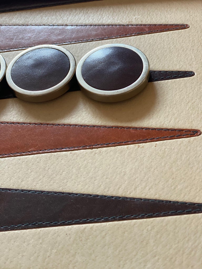 Vintage 1970 Backgammon Rare Etienne Aigner Handmade Soft Leather Set For Sale 4