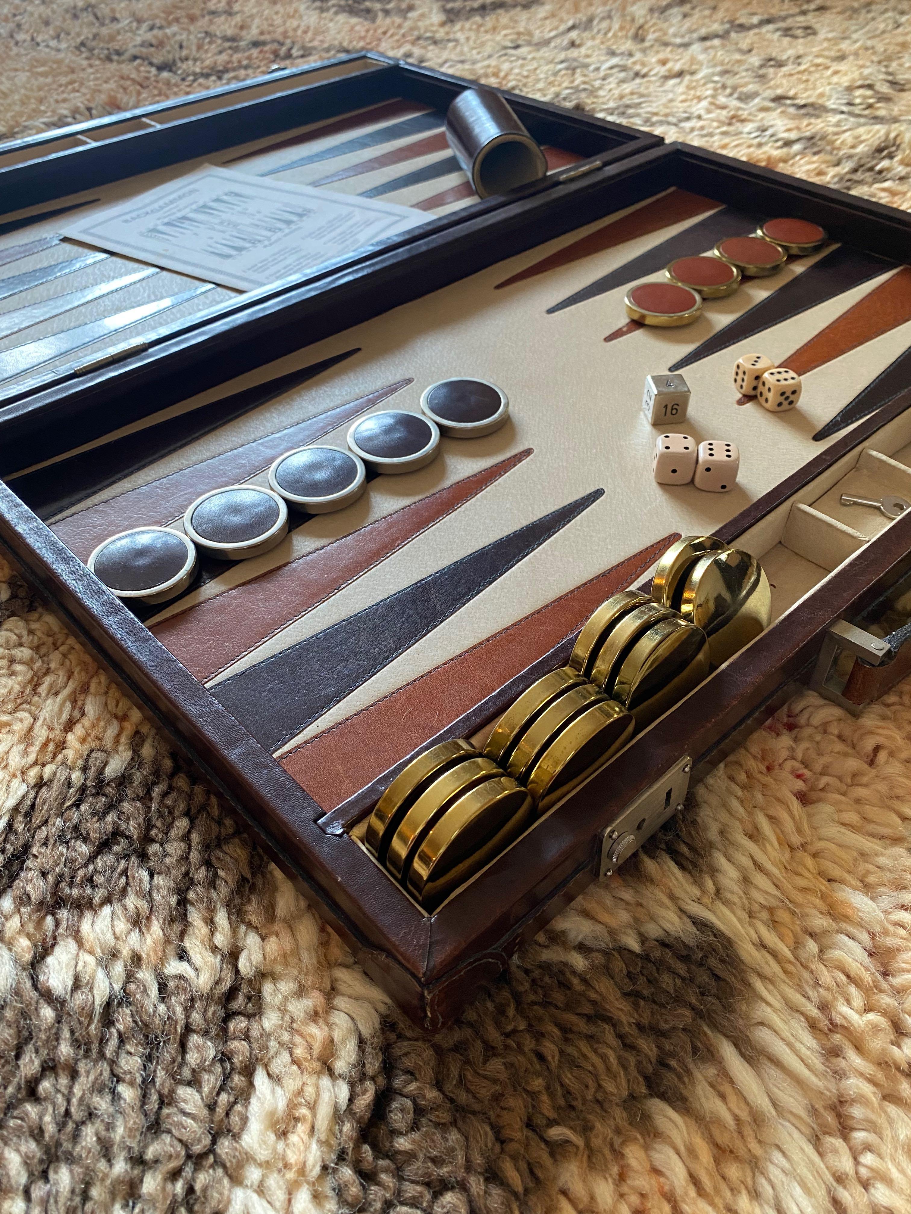 Vintage 1970 Backgammon Rare Etienne Aigner Handmade Soft Leather Set In Excellent Condition In Vis, NL