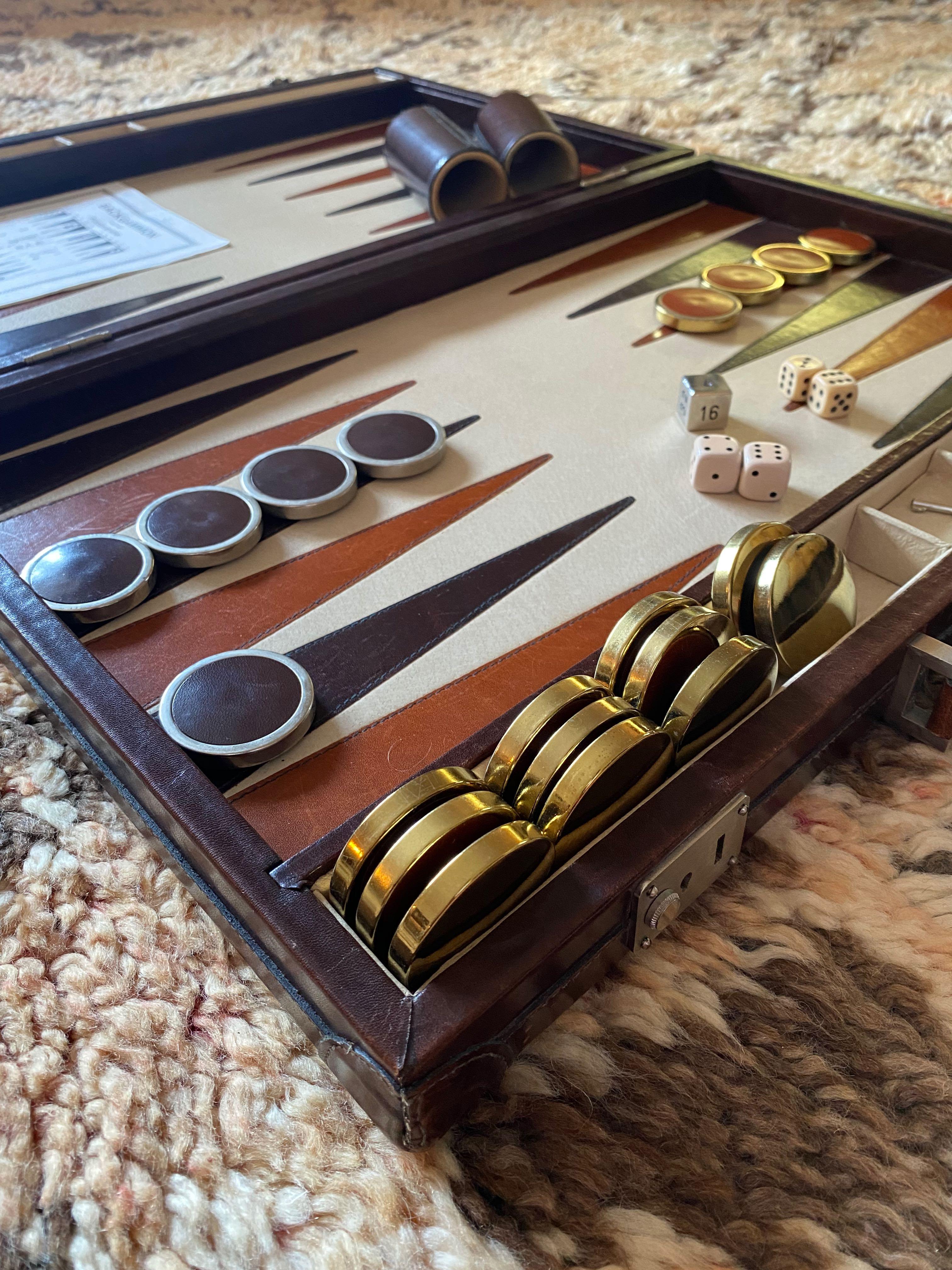 Late 20th Century Vintage 1970 Backgammon Rare Etienne Aigner Handmade Soft Leather Set