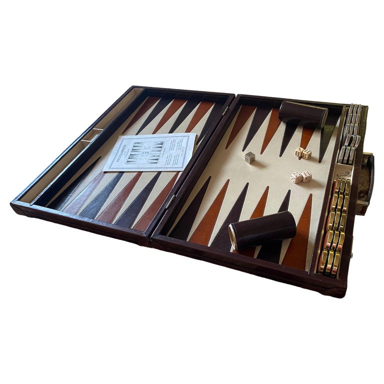 Vintage 1970 Backgammon Rare Etienne Aigner Handmade Soft Leather Set For Sale