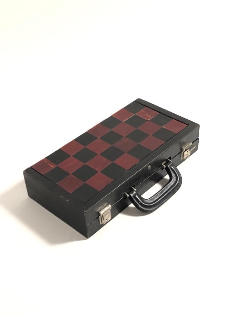 Vintage 1970 Backgammon & Chess Rare Etienne Aigner Black Soft Leather Set For Sale 5