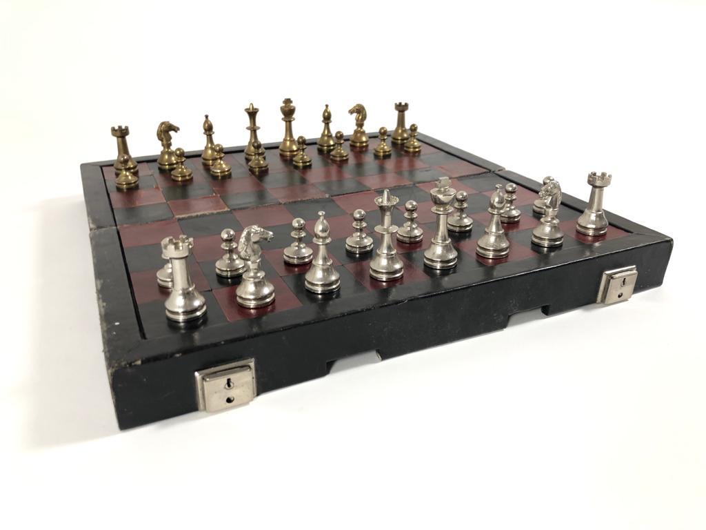 Vintage 1970 Backgammon & Chess Rare Etienne Aigner Black Soft Leather Set For Sale 1