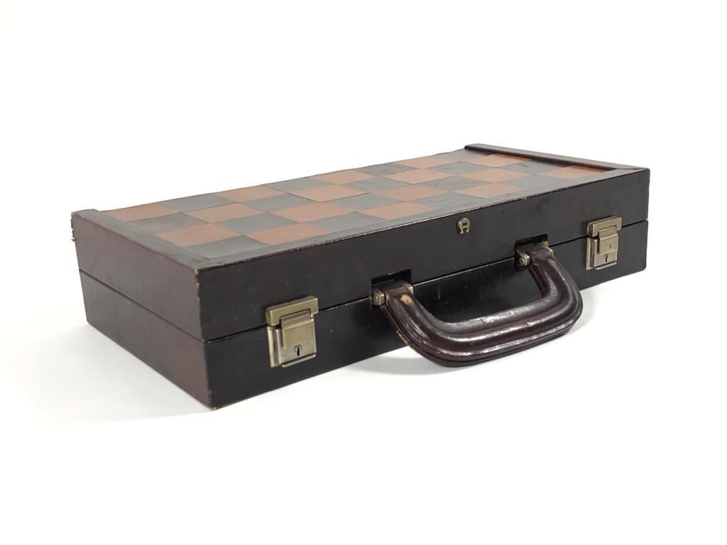 Vintage 1970 Backgammon & Chess Rare Etienne Aigner Handmade Soft Leather Set 4