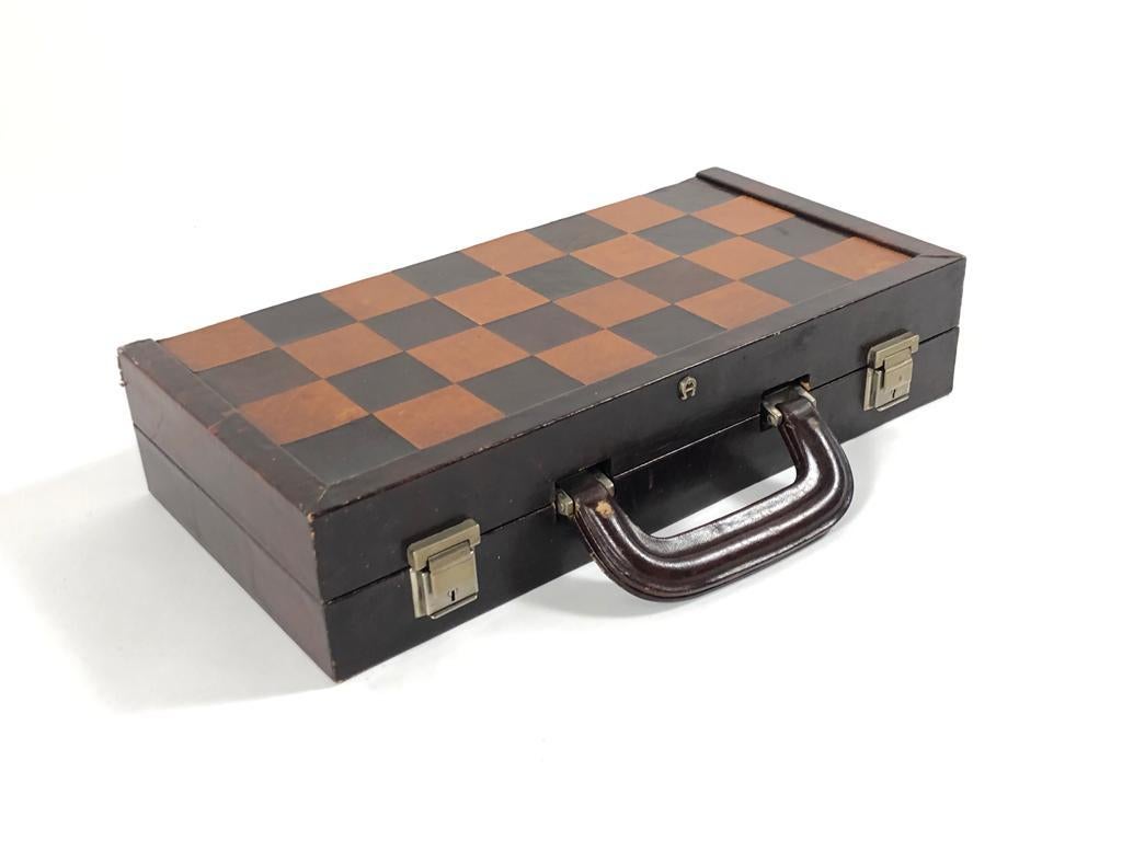 Vintage 1970 Backgammon & Chess Rare Etienne Aigner Handmade Soft Leather Set 5