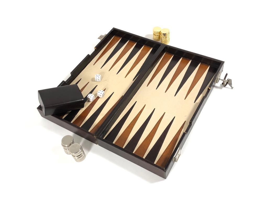 Vintage 1970 Backgammon & Chess Rare Etienne Aigner Handmade Soft Leather Set 6