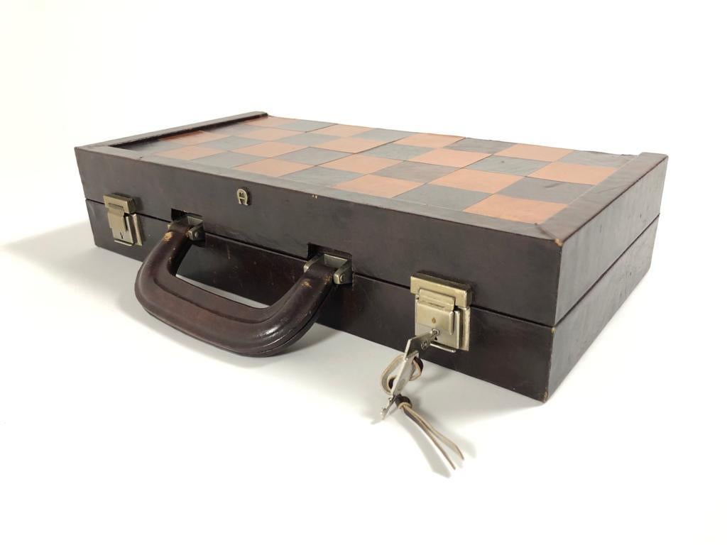 Vintage 1970 Backgammon & Chess Rare Etienne Aigner Handmade Soft Leather Set 1