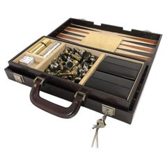Vintage 1970 Backgammon & Chess Rare Etienne Aigner Handmade Soft Leather Set