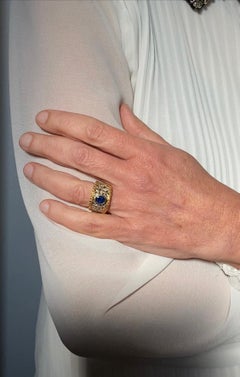 Vintage 1970 Buccellati Style Sapphire Diamonds 18 karat Gold Band Ring