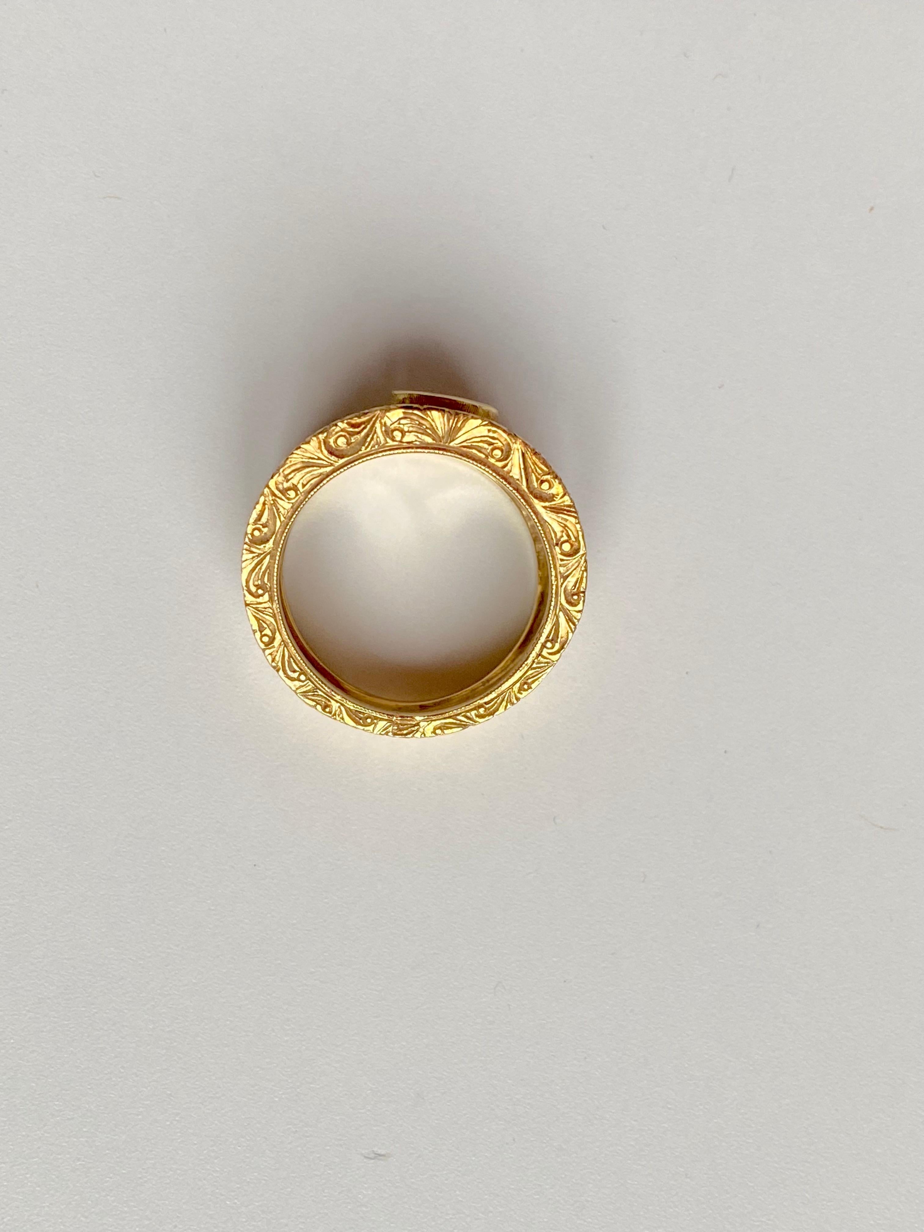 Vintage 1970 Buccellati Style Sapphire Diamonds 18 karat Gold Band Ring 1