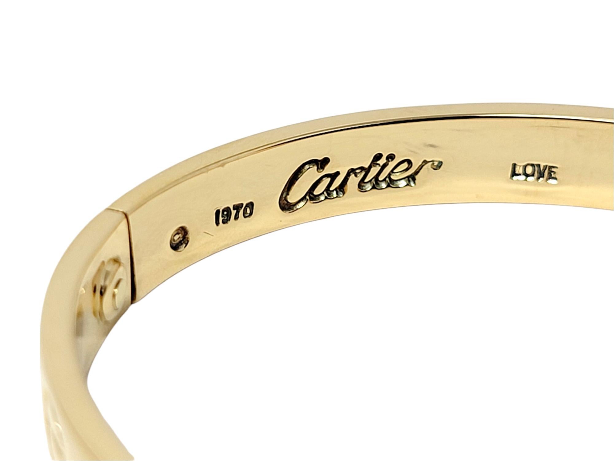 Vintage 1970 Cartier Aldo Cipullo Love Bracelet 18 Karat Yellow Gold Bangle 1